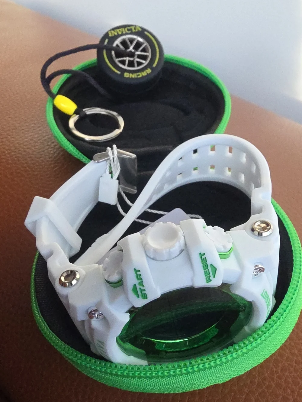 ACTIVA X INVICTA NWT White and Green Digital Chronograph Watch With Keychain